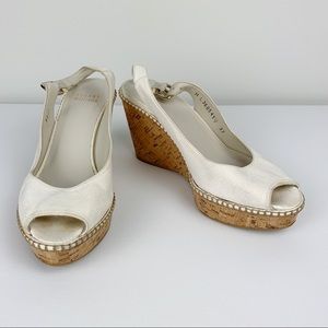 Stuart Weitzman Jean White Suede Wedge sz 37